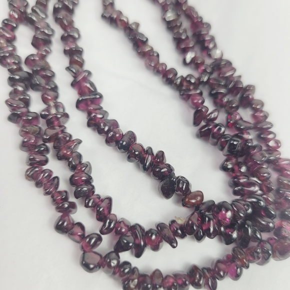 * 32” beaded Natural Garnet Nugget Necklace Strands Gemstone pullover - Picture 5 of 8